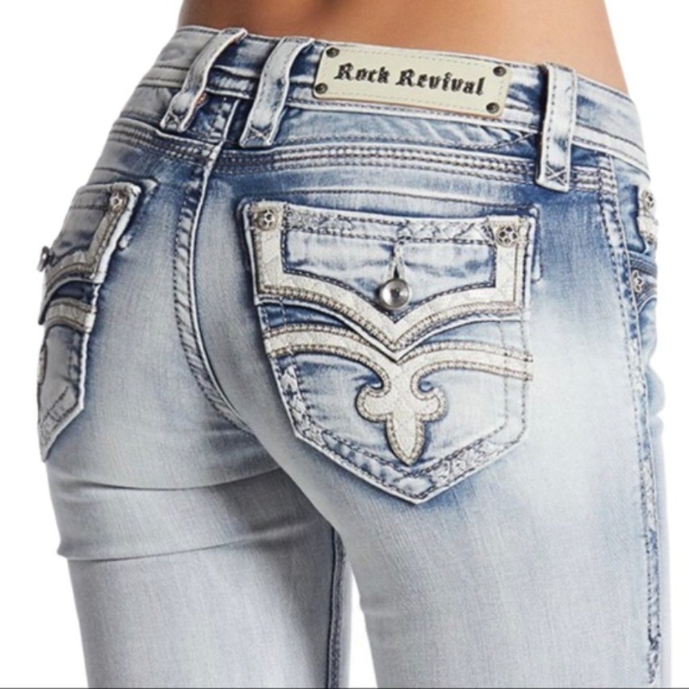 Rock Revival Raven Acid Wash Bootcut Jeans Size 29